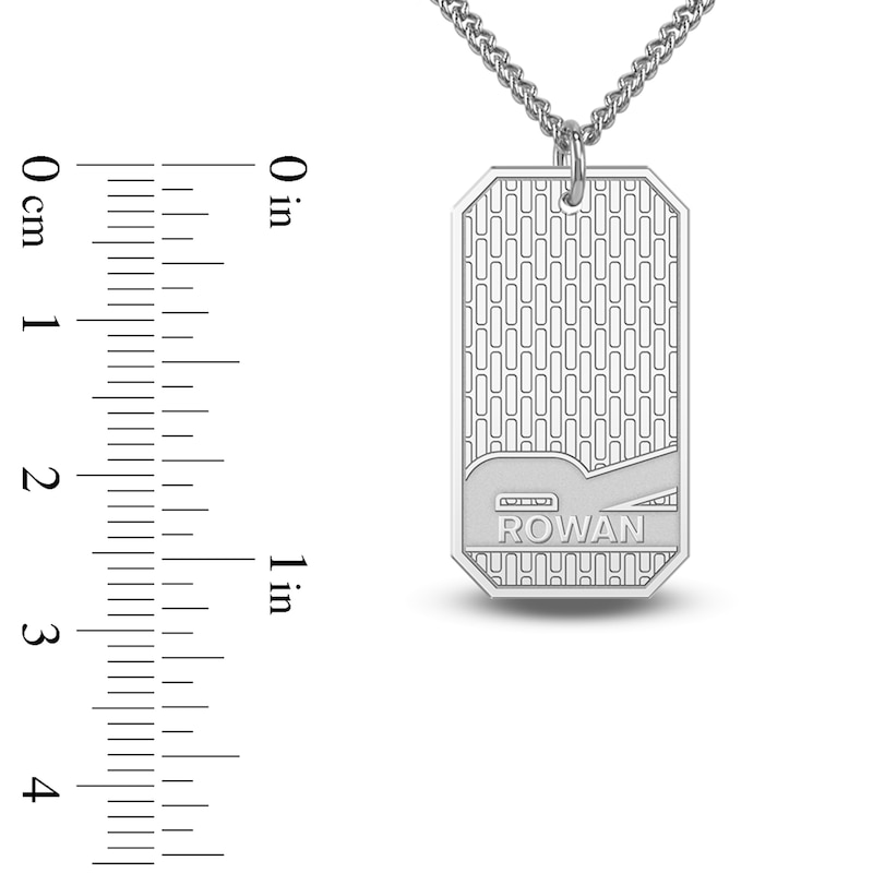 Main Image 4 of Men's Name & Initial Dog Tag Necklace Sterling Silver 22"