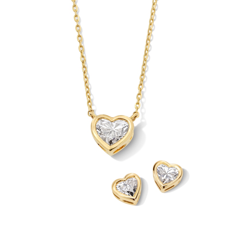 Main Image 2 of Heart-Shaped Lab-Grown Diamond Gift Set 1 ct tw 14K Yellow Gold