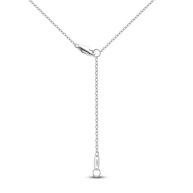 Main Image 4 of Pear-Shaped Natural Blue Sapphire & Diamond Accent Bezel-Set Necklace 14K White Gold 17"