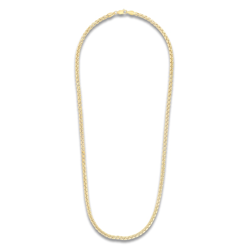 Main Image 1 of Box Chain Necklace 3.4mm Hollow 14K Yellow Gold 22"