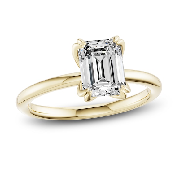Certified Emerald-Cut Diamond Solitaire Engagement Ring 2 ct tw 18K Yellow Gold (SI2/G)