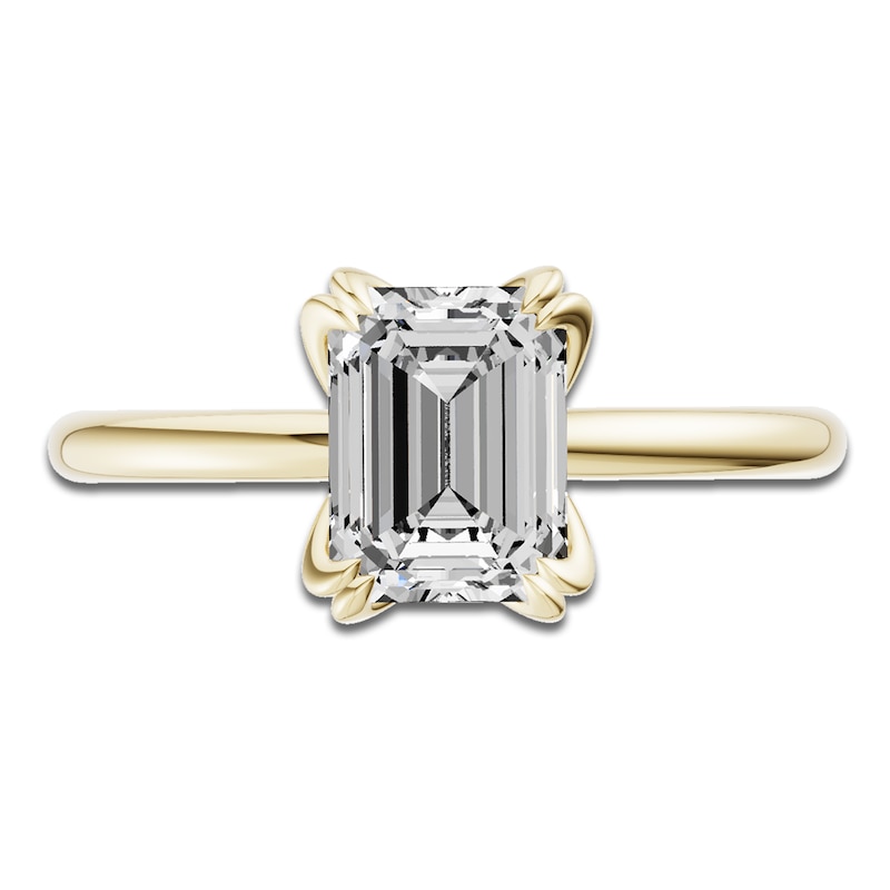 Main Image 3 of Certified Emerald-Cut Diamond Solitaire Engagement Ring 2 ct tw 18K Yellow Gold (SI2/G)