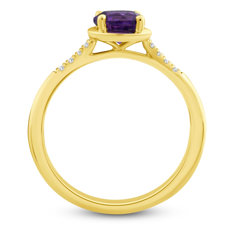 Main Image 2 of Natural Amethyst & Diamond Ring 1/20 ct tw 10K Yellow Gold