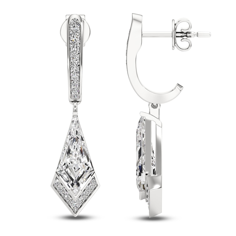 Main Image 1 of J'Lure Kite Step-Cut Lab-Grown Diamond Dangle Earrings 2-1/5 ct tw 14K White Gold