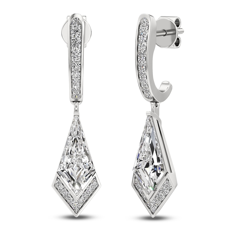 Main Image 2 of J'Lure Kite Step-Cut Lab-Grown Diamond Dangle Earrings 2-1/5 ct tw 14K White Gold