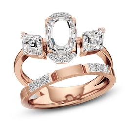 J'Lure Oval Portrait-Cut & Lozenge Step-Cut Lab-Grown Diamond Ring 2-1/8 ct tw 14K Rose Gold