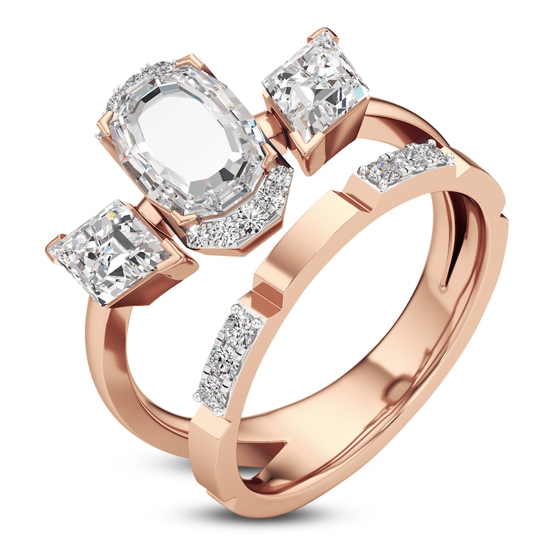 Main Image 2 of J'Lure Oval Portrait-Cut & Lozenge Step-Cut Lab-Grown Diamond Ring 2-1/8 ct tw 14K Rose Gold