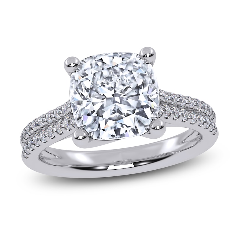 Main Image 1 of Cushion-Cut Lab-Grown Diamond Engagement Ring 3-1/4 ct tw 14K White Gold