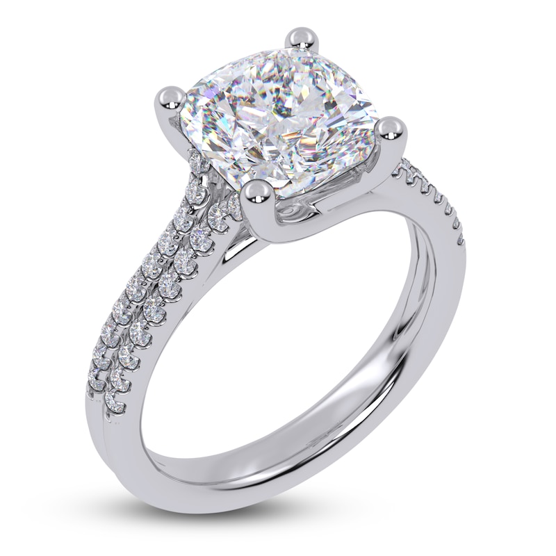 Main Image 2 of Cushion-Cut Lab-Grown Diamond Engagement Ring 3-1/4 ct tw 14K White Gold
