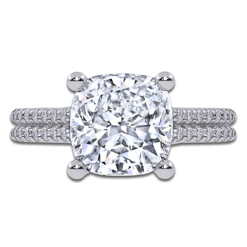 Main Image 3 of Cushion-Cut Lab-Grown Diamond Engagement Ring 3-1/4 ct tw 14K White Gold