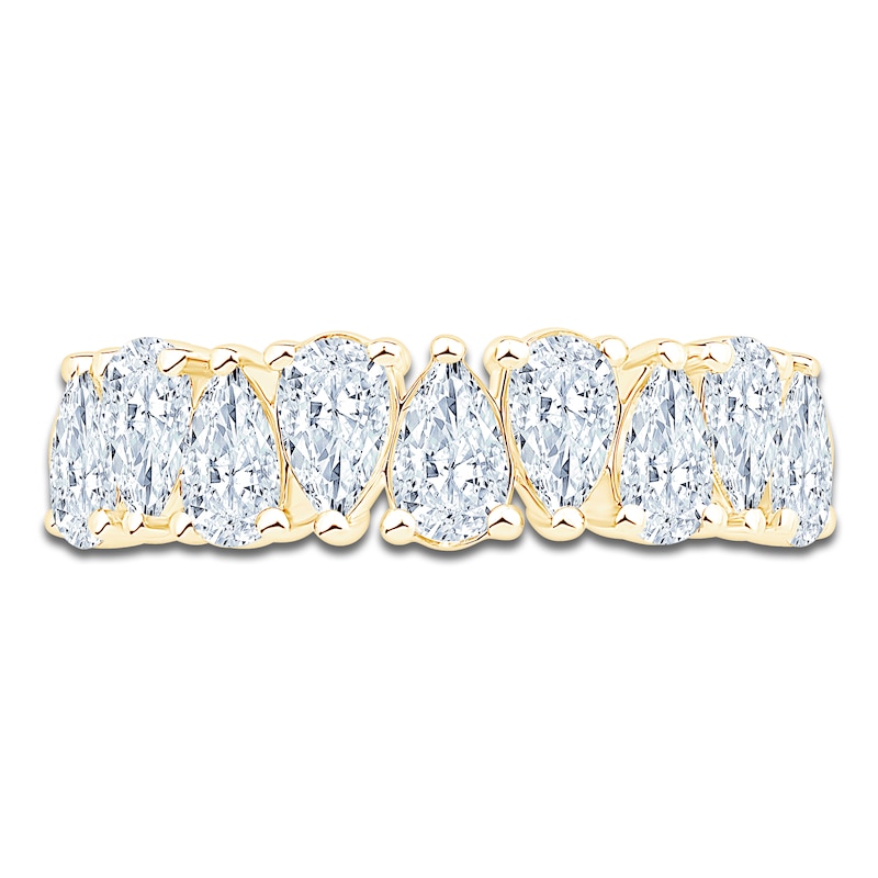 Main Image 3 of Pear-Shaped Lab-Grown Diamond Alternating Anniversary Ring 2 ct tw 14K Yellow Gold