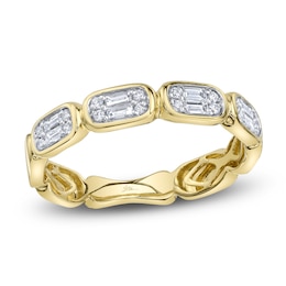 Shy Creation Baguette & Round-Cut Multi-Diamond Ring 1/5 ct tw 14K Yellow Gold SC55027009RD
