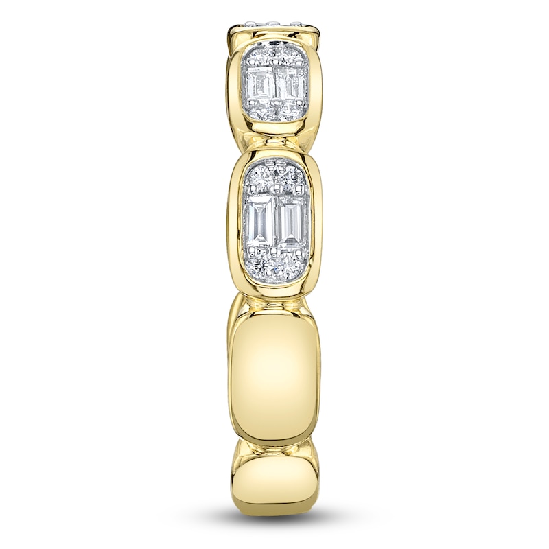 Main Image 3 of Shy Creation Baguette & Round-Cut Multi-Diamond Ring 1/5 ct tw 14K Yellow Gold SC55027009RD