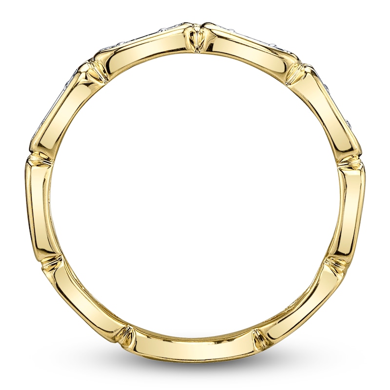 Main Image 4 of Shy Creation Baguette & Round-Cut Multi-Diamond Ring 1/5 ct tw 14K Yellow Gold SC55027009RD