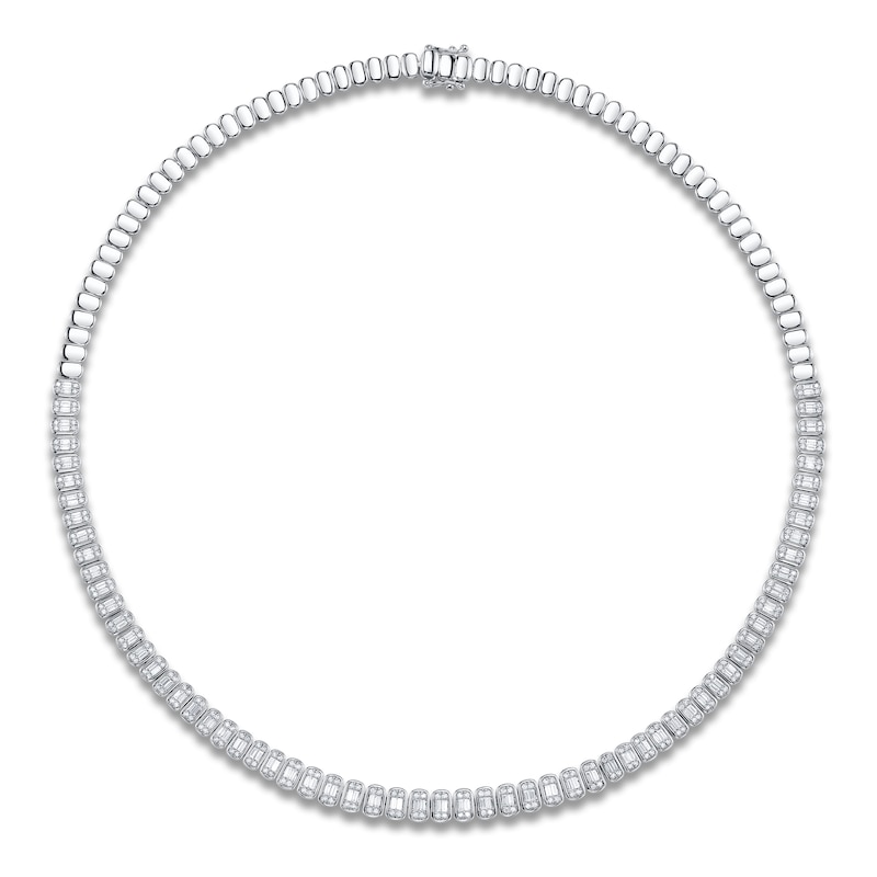 Main Image 1 of Shy Creation Baguette & Round-Cut Multi-Diamond Necklace 2-7/8 ct tw 14K White Gold SC55028121Z17