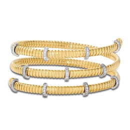 Le Vian Diamond Ribbed Flex Bangle Bracelet 7/8 ct tw 14K Honey Gold