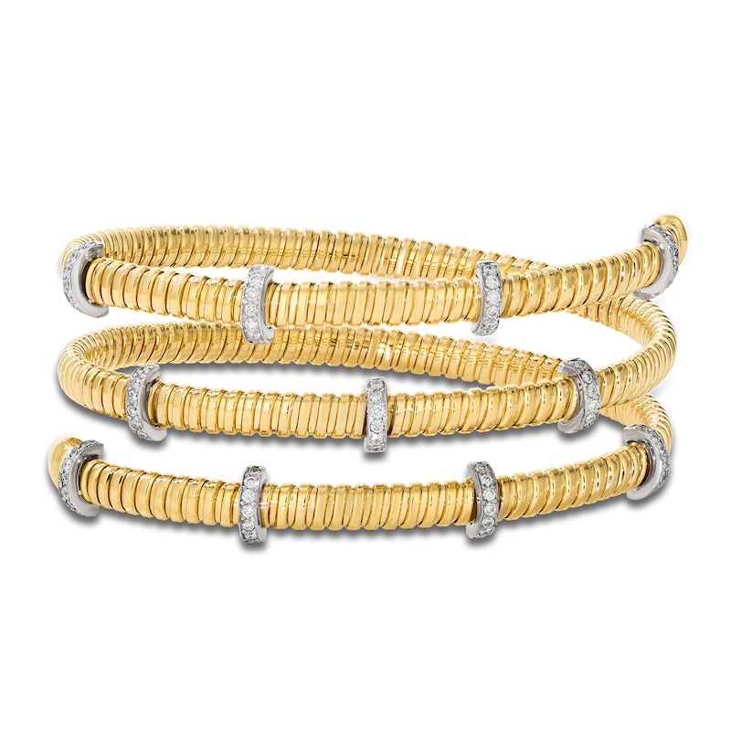 Main Image 1 of Le Vian Diamond Ribbed Flex Bangle Bracelet 7/8 ct tw 14K Honey Gold