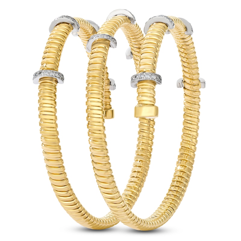 Main Image 3 of Le Vian Diamond Ribbed Flex Bangle Bracelet 7/8 ct tw 14K Honey Gold