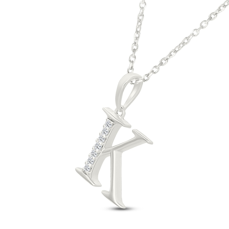 Main Image 2 of Diamond Initial K Necklace 1/20 ct tw 10K White Gold 18"