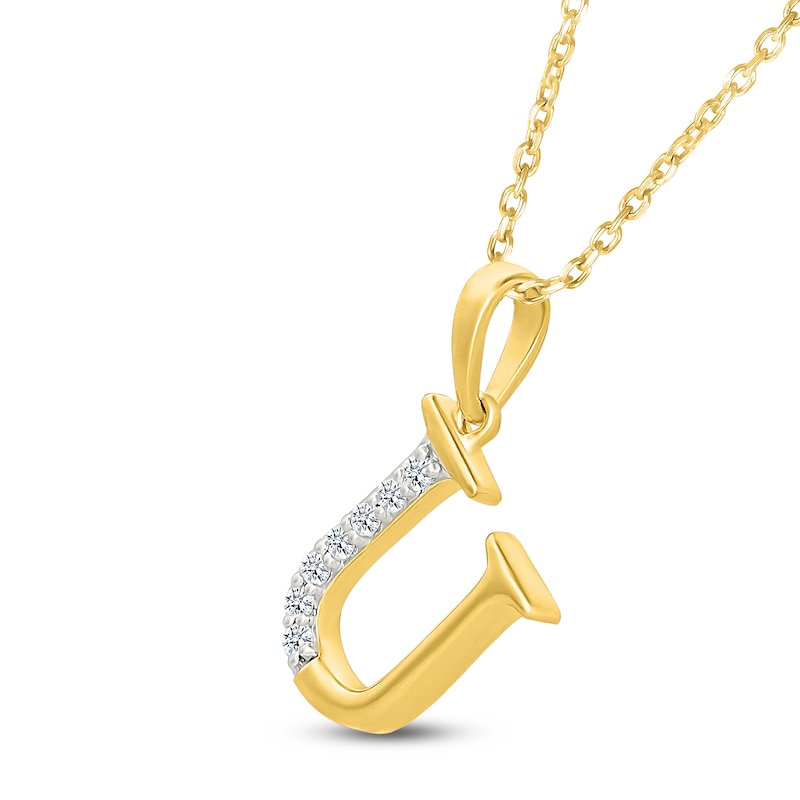 Main Image 2 of Diamond Initial U Necklace 1/20 ct tw 10K Yellow Gold 18"