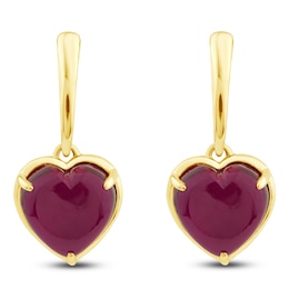 Charm'd by Lulu Frost Heart-Shaped Natural Ruby Drop Earrings 10K Yellow Gold