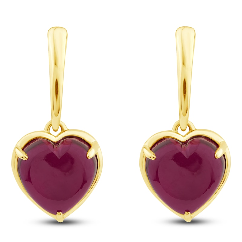 Main Image 1 of Charm'd by Lulu Frost Heart-Shaped Natural Ruby Drop Earrings 10K Yellow Gold