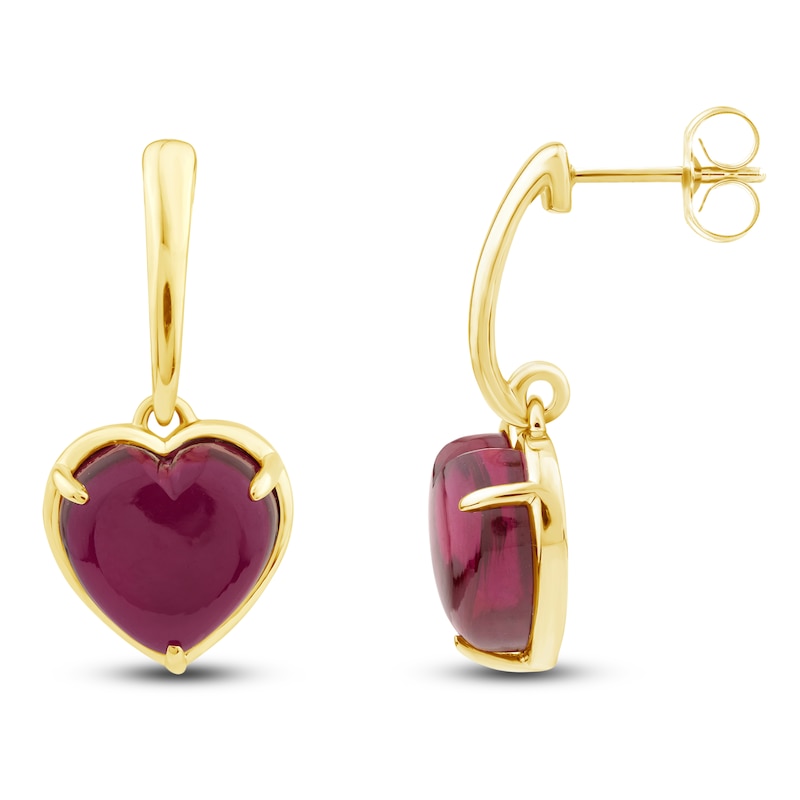 Main Image 4 of Charm'd by Lulu Frost Heart-Shaped Natural Ruby Drop Earrings 10K Yellow Gold