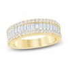 Thumbnail Image 1 of Baguette & Round-Cut Lab-Grown Diamond Anniversary Ring 1-1/2 ct tw 14K Yellow Gold