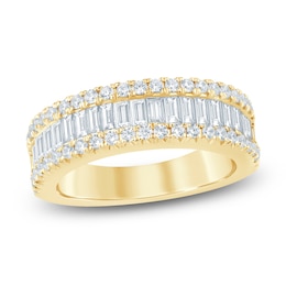 Baguette & Round-Cut Lab-Grown Diamond Anniversary Ring 1-1/2 ct tw 14K Yellow Gold