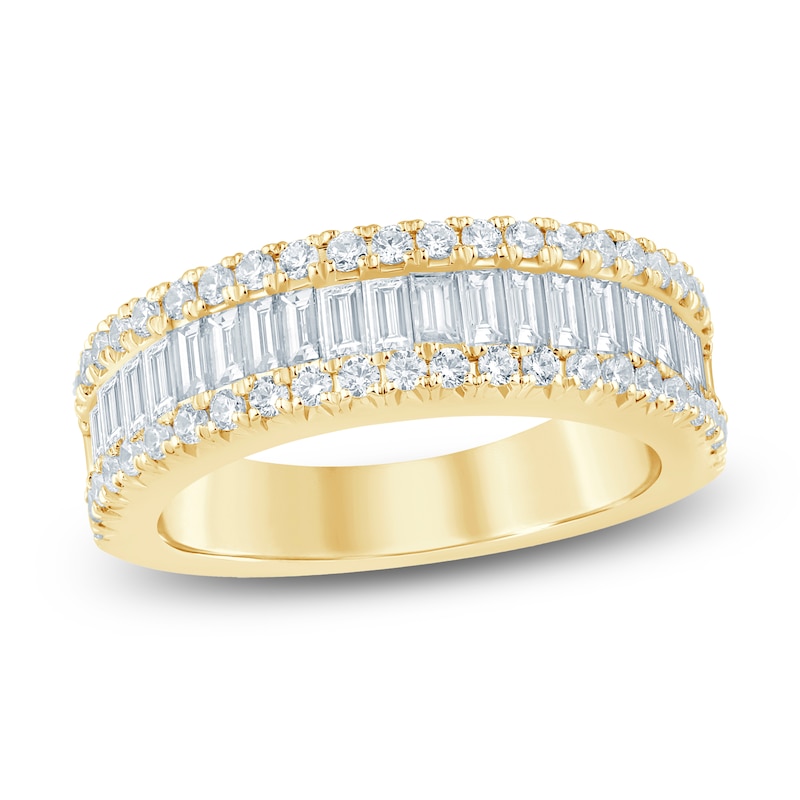 Main Image 1 of Baguette & Round-Cut Lab-Grown Diamond Anniversary Ring 1-1/2 ct tw 14K Yellow Gold