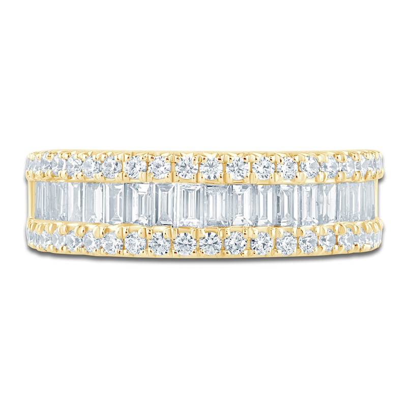 Main Image 3 of Baguette & Round-Cut Lab-Grown Diamond Anniversary Ring 1-1/2 ct tw 14K Yellow Gold