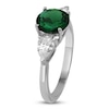 Thumbnail Image 2 of Lab-Created Emerald & White Lab-Created Sapphire Three-Stone Ring Sterling Silver