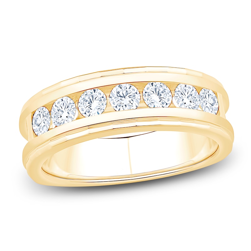 Main Image 1 of Men's Certified Diamond Channel Wedding Band 1 ct tw 14K Yellow Gold
