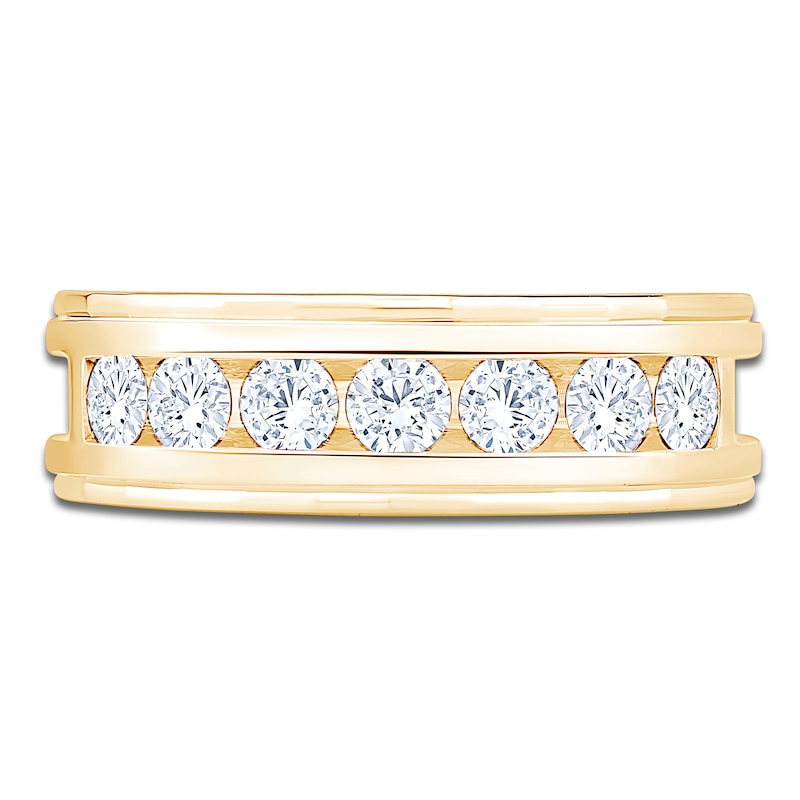 Main Image 3 of Men's Certified Diamond Channel Wedding Band 1 ct tw 14K Yellow Gold