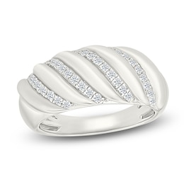 Diamond Twist Domed Fashion Ring 1/4 ct tw Sterling Silver