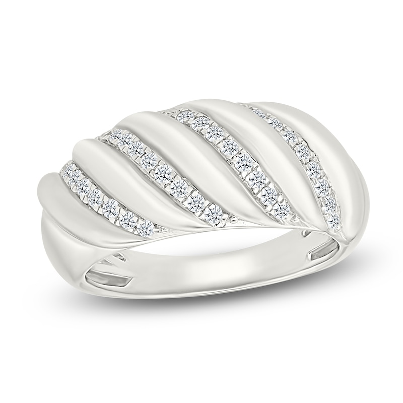 Main Image 1 of Diamond Twist Domed Fashion Ring 1/4 ct tw Sterling Silver