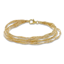 Italia D'Oro Layered Mesh Bracelet Solid 14K Yellow Gold 7.5"