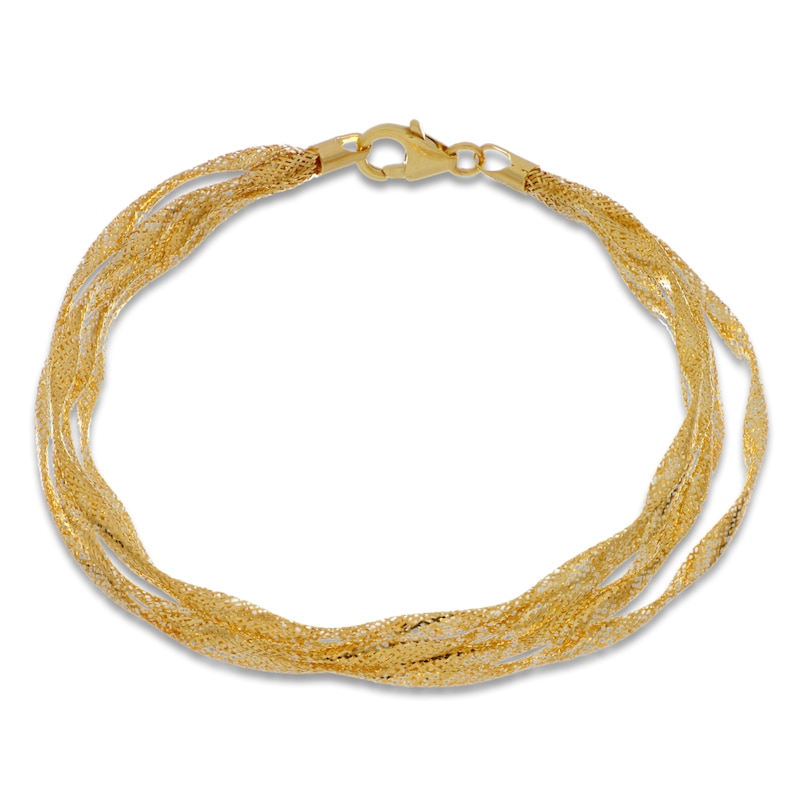 Main Image 2 of Italia D'Oro Layered Mesh Bracelet Solid 14K Yellow Gold 7.5"