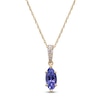 Thumbnail Image 1 of Marquise-Cut Natural Tanzanite & Diamond Necklace 1/20 ct tw 14K Yellow Gold 18"