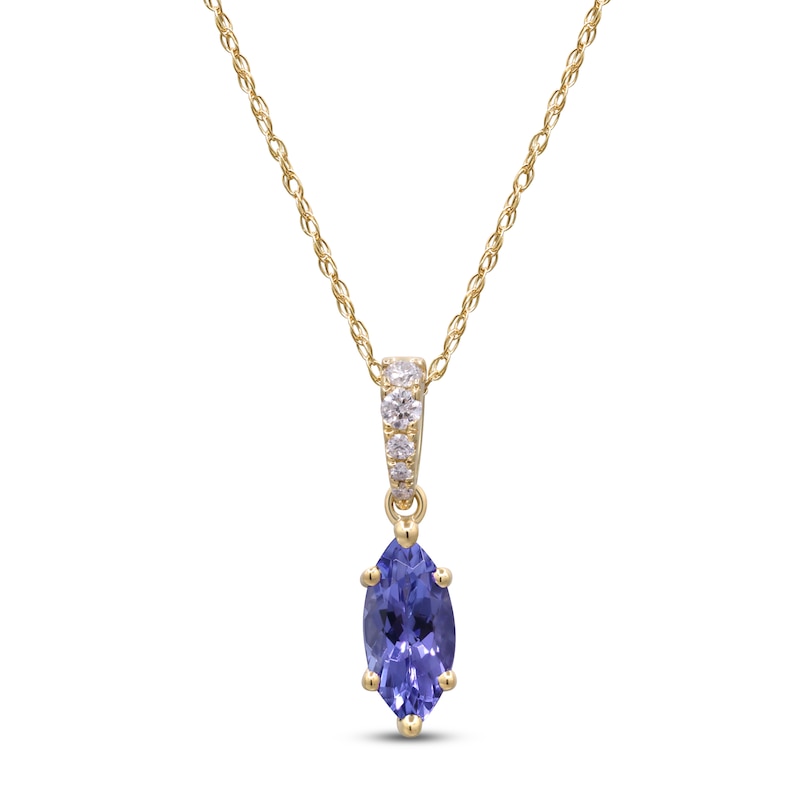Main Image 1 of Marquise-Cut Natural Tanzanite & Diamond Necklace 1/20 ct tw 14K Yellow Gold 18"
