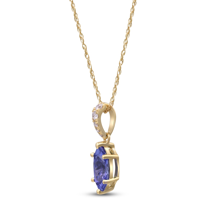 Main Image 2 of Marquise-Cut Natural Tanzanite & Diamond Necklace 1/20 ct tw 14K Yellow Gold 18"