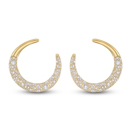 Diamond Pavé Open Circle Earrings 1 ct tw 14K Yellow Gold