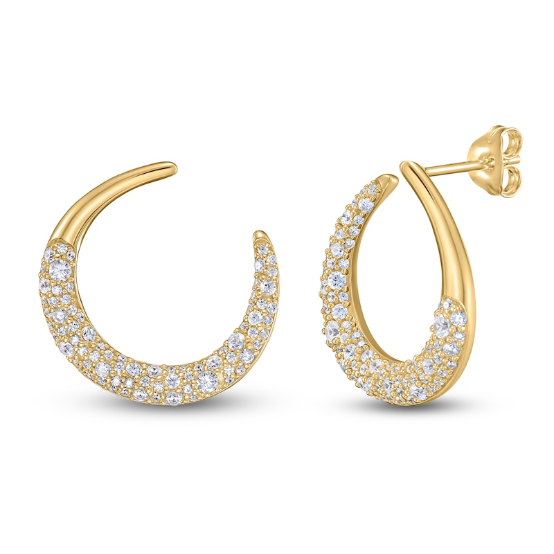 Main Image 2 of Diamond Pavé Open Circle Earrings 1 ct tw 14K Yellow Gold