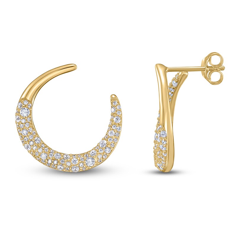 Main Image 3 of Diamond Pavé Open Circle Earrings 1 ct tw 14K Yellow Gold