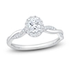 Thumbnail Image 1 of Brilliant Moments Certified Oval-Cut Diamond Halo Twist Shank Engagement Ring 1/2 ct tw 14K White Gold