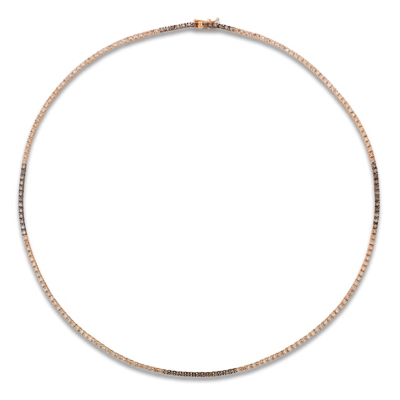 Le Vian Chocolate Ombré Diamond Tennis Necklace 4-1/4 ct tw 14K Strawberry Gold 17.75"