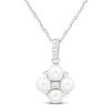 Thumbnail Image 1 of Cultured Pearl & White Lab-Created Sapphire Cluster Necklace Sterling Silver 18"