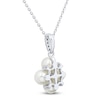 Thumbnail Image 3 of Cultured Pearl & White Lab-Created Sapphire Cluster Necklace Sterling Silver 18"