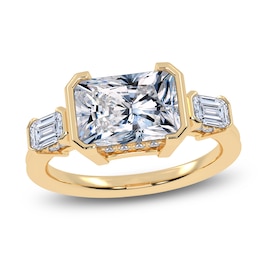 Radiant-Cut Lab-Grown Diamond Bezel-Set East-West Engagement Ring 2-1/2 ct tw 14K Yellow Gold