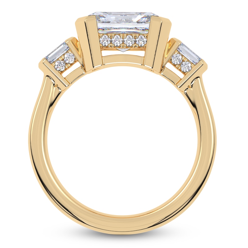 Main Image 4 of Radiant-Cut Lab-Grown Diamond Bezel-Set East-West Engagement Ring 2-1/2 ct tw 14K Yellow Gold